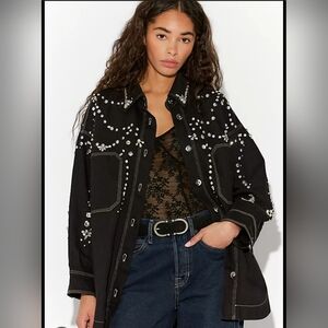 FREE PEOPLE SILVER  EMBELLISHED SHACKET